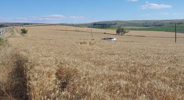 Buğday Tarlasına Giren Otomobilin Sürücüsü Yaralandı