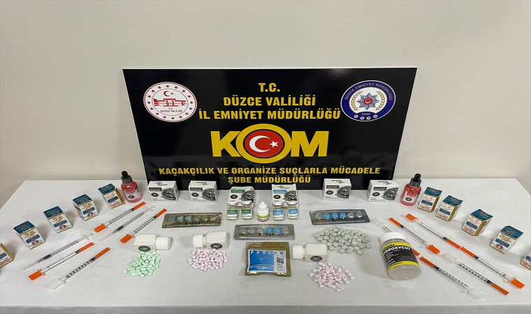 Düzce’de kaçak vücut geliştirme ürünleri ele geçirilen 2 kişiye adli işlem