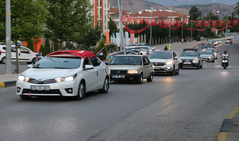 Karabük’te Filistin’e destek için araç konvoyu oluşturuldu