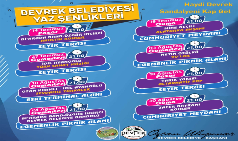 Devrek’te yaz şenlikleri ve konserler düzenlenecek