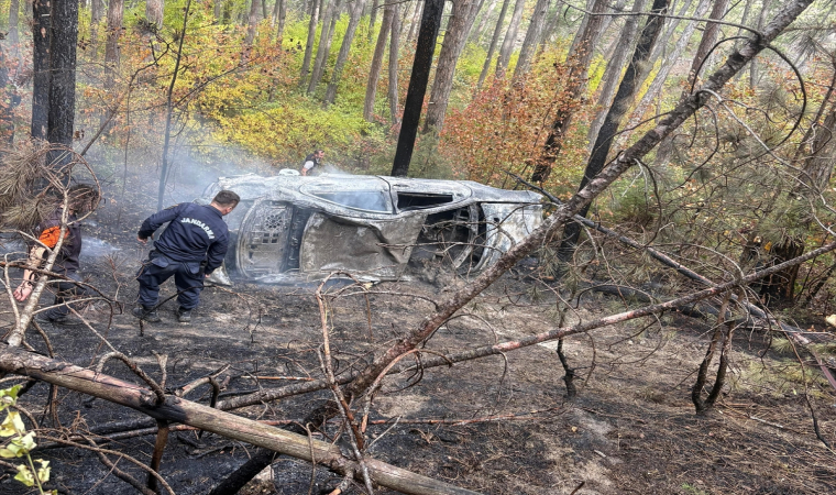 Bolu’da ağaçlık alana devrildikten sonra yanan otomobildeki 2 kişi öldü