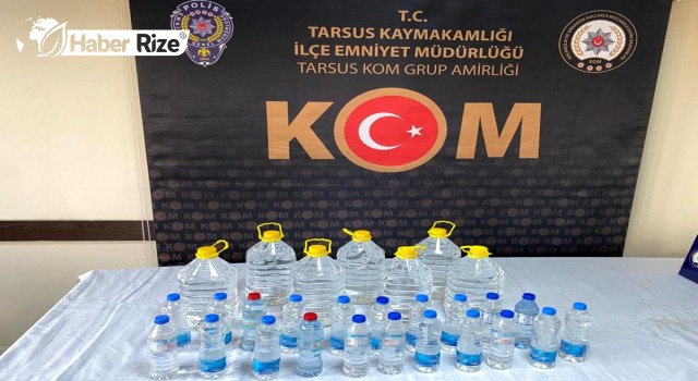 Mersin'de iş yerinde 50 litre sahte içki ele geçirildi