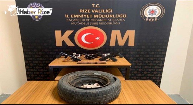 Otomobilin lastiğine gizlenmiş ruhsatsız tabanca yakalandı