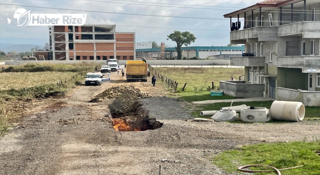 Düzce'de doğal gaz hattında parlama sonucu yangın çıktı