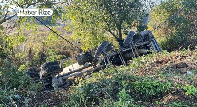 Beton mikser ormanlık alana devrildi