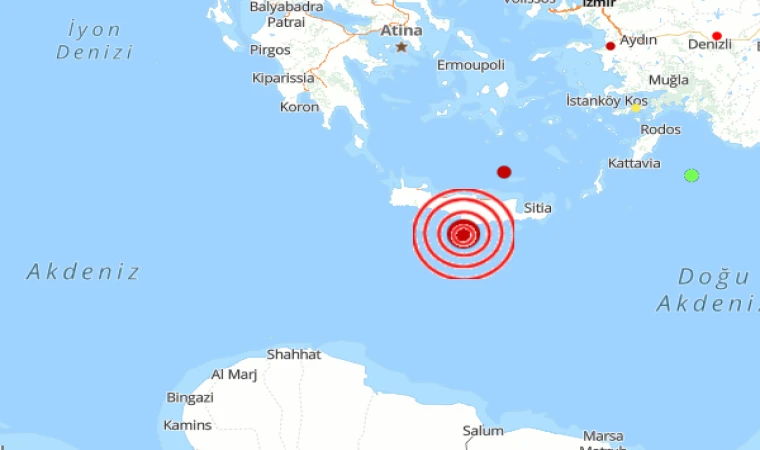 Akdeniz’de deprem meydana geldi