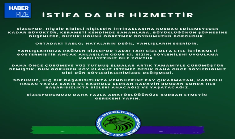 Taraftardan Yönetime Eleştiri: "Rizespor Büyük Bir Camia, Amatörlüklere Kurban Edilemez!"