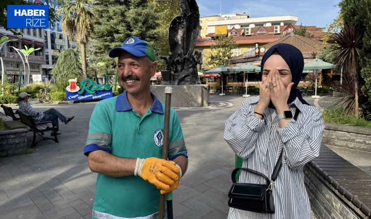 Rize Belediyesinden temizlik görevlisine doğum günü sürprizi