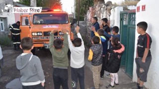 Yangın ihbarına giden itfaiye ekibine sürpriz kutlama