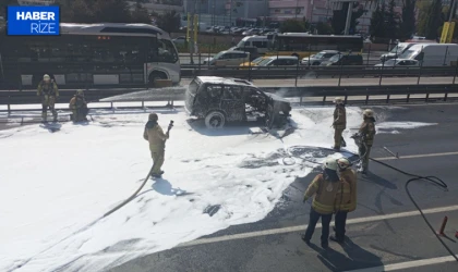 Araç yangını nedeniyle D-100 Edirne istikameti trafiğe kapandı